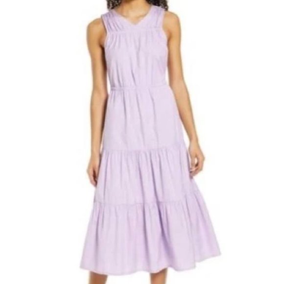 Halogen Dresses & Skirts - Halogen Prairie Sleeveless Tiered Poplin Purple Lavender Dress - L